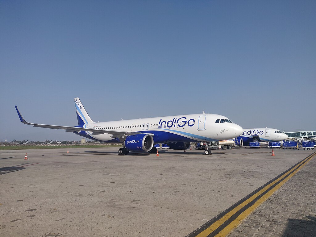 IndiGo aircraft parked on the apron.