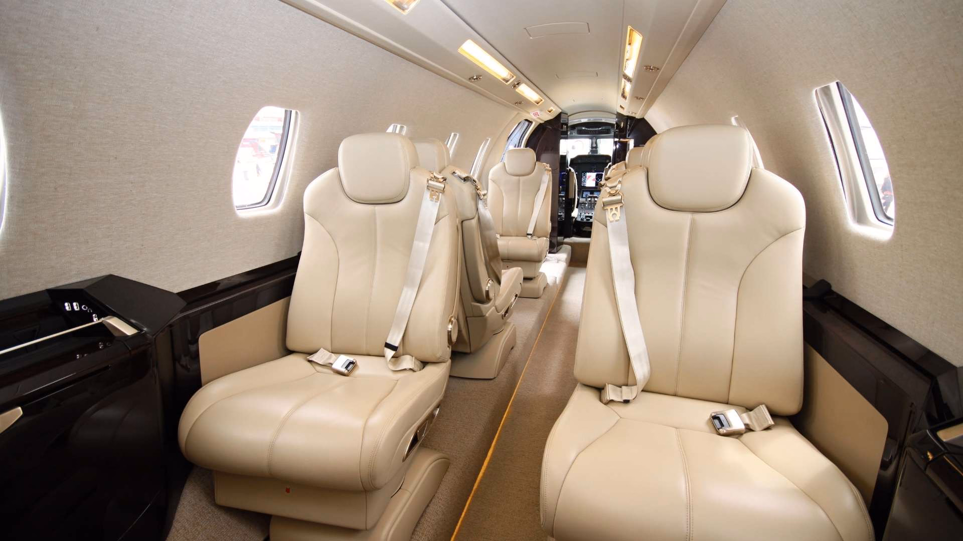 Private jet charter interior cabin
