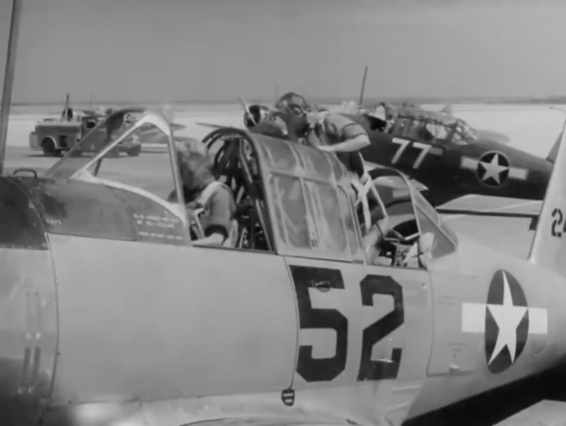 WASPs prepare for a training flight
