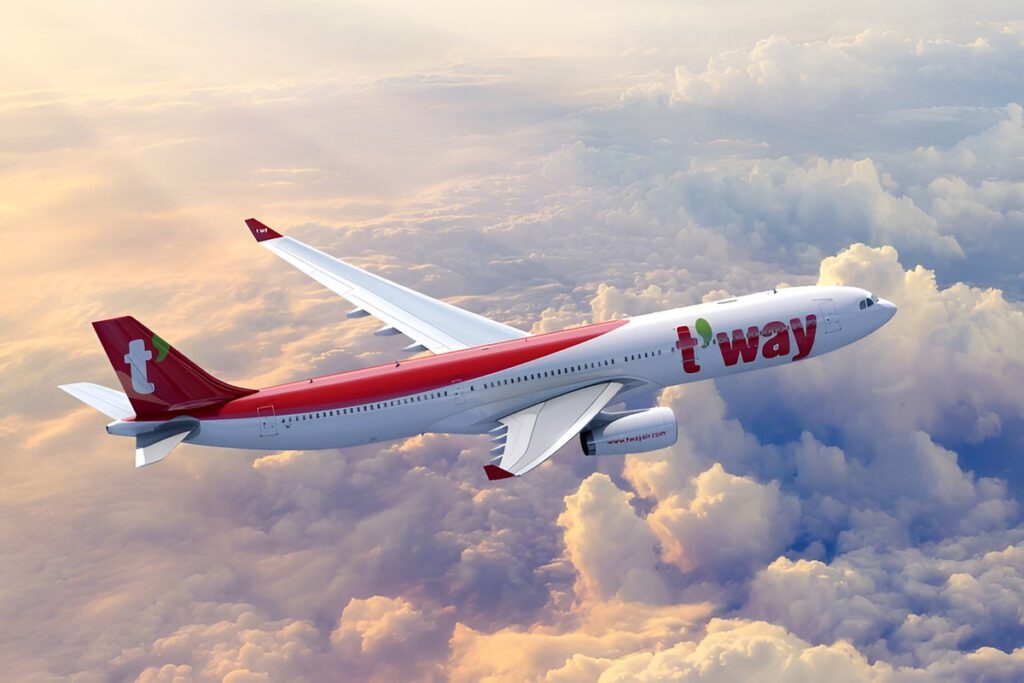 A T'Way Air A330 in flight